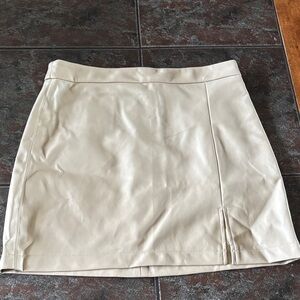 Shinestar Cream Pleather Mini Skirt